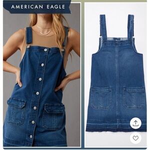 AE Denim Button-Up Pinafore Dress Size Small